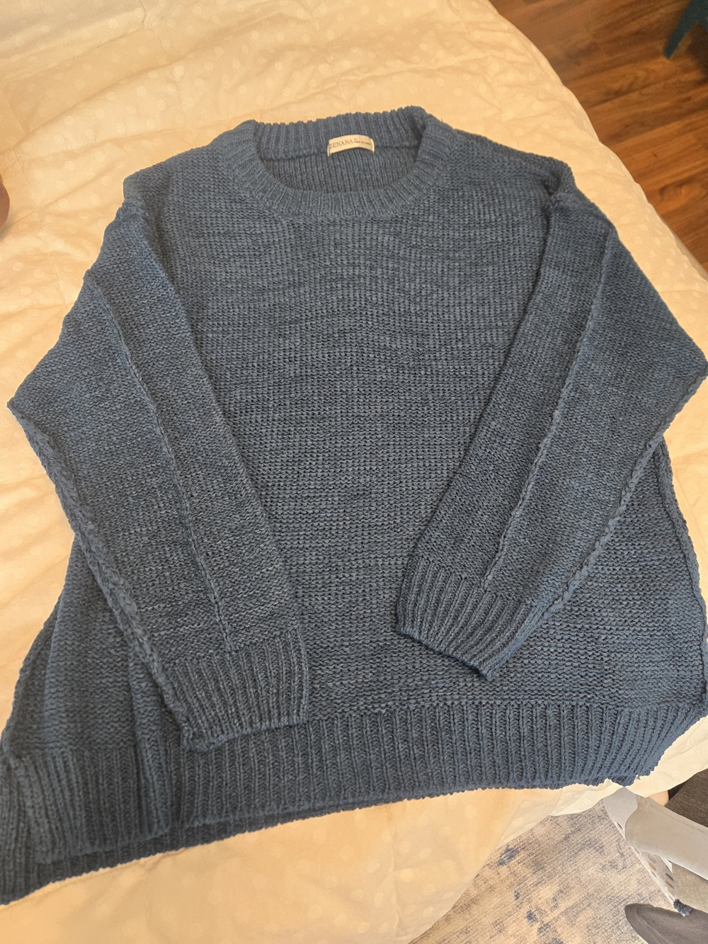 Zenana Outfitters Women's Teal Blue Crewneck Knit Sweater